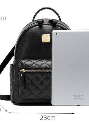 Женский стеганый городской рюкзак, прогулочный рюкзачок качественный черный3 фото