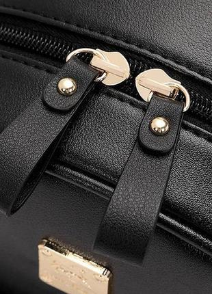 Женский стеганый городской рюкзак, прогулочный рюкзачок качественный черный4 фото