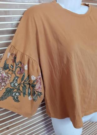 Горчичная футболка,реглан  bershka