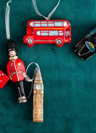 Ялинкова іграшка скульптурна "лондонське таксі" ручної роботи, handmade лондонський декор2 фото