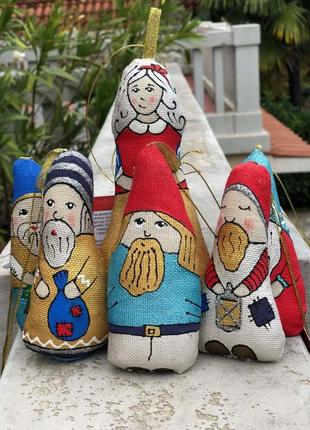 Набір ароматизованих ванільних текстильних іграшок казки "білосніжка і сім гномів" ручної роботи, handmade6 фото
