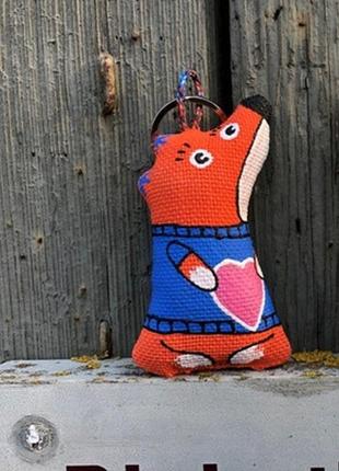 Брелок текстильний ароматизований "лисичка закохана" ручної роботи, handmade українські прикраси