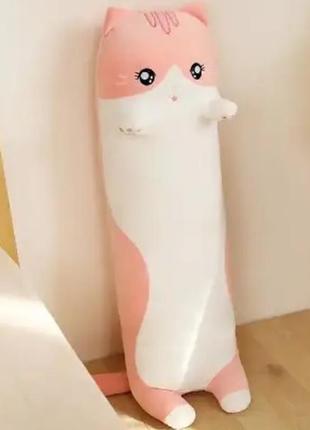М'яка іграшка кіт батон рожевий 130см, іграшка-подушка кіт батон новий, рожевий кіт-батон, подушка-антистрес,для вагітних,1 фото