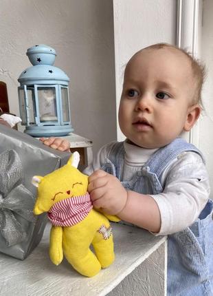 Дитяча м'яка іграшка жовта "лисичка" ручної роботи, handmade милий декор подарунок