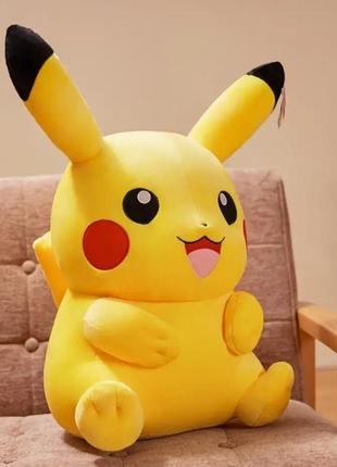 М'яка плюшева іграшка пікачу 50 см із усмішкою покемон pokemon  гіпоалергенна іграшка пікачу, велика подушка пікачу, жовтий1 фото