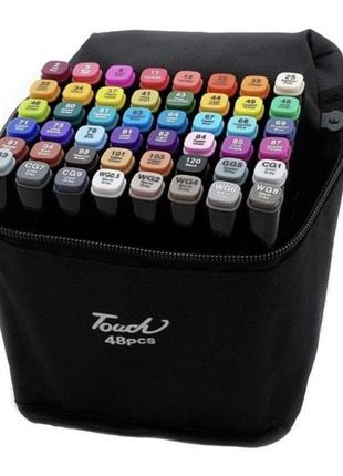 Набір скетч маркерів для малювання touch 48 штук двосторонні професійні фломастери для художників,фломастери для скетчинга за