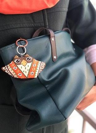 Брелок текстильний ароматизований "сова в помаранчевій хустині" ручної роботи, handmade українські прикраси