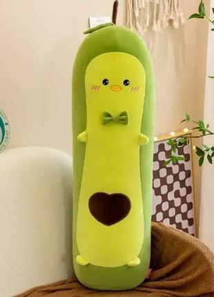 Мягкая игрушка длинная авокадо110 см сердечком подушка обнимашка плюшевая антистресс  зеленая