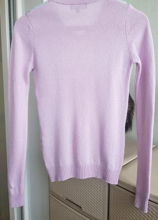 Шерстяной свитер с ромбами сиреневый пуловер джемпер5 фото