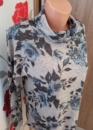 ‼️ розпродаж ‼️жіночий одяг/ кофта гольф водолазка в квіти 🩶🩵 48/50 розмір