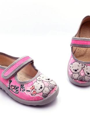 Тапочки на липучках для девочек waldi 360-127/25 розовый 25 размер2 фото