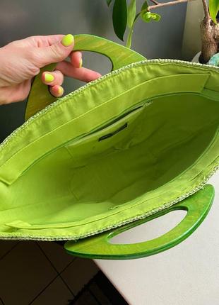 Сумка солом’яна, сумка кошик, зелена сумка пляжна3 фото