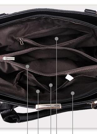 Женская классическая сумка с ручками на ремне alessia black8 фото