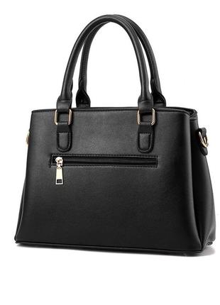 Класична жіноча сумка з ручками на ремені ines black2 фото