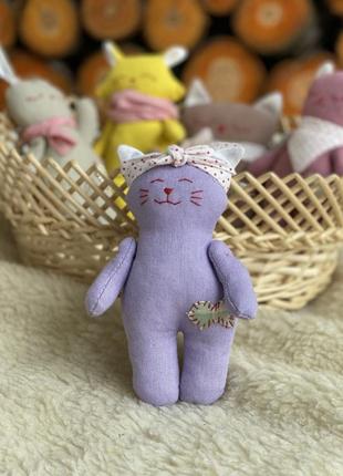 Дитяча м'яка іграшка фіолетова "киця" ручної роботи, handmade милий декор подарунок1 фото