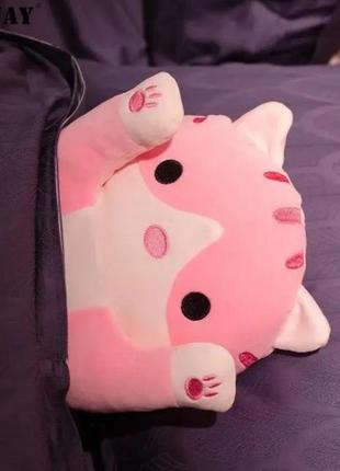 М'яка іграшка плюшева подушка довгий кіт батон антистрес рожевий 90 см, для вагітних подушка, гіпералергенна  подушка обіймашка4 фото