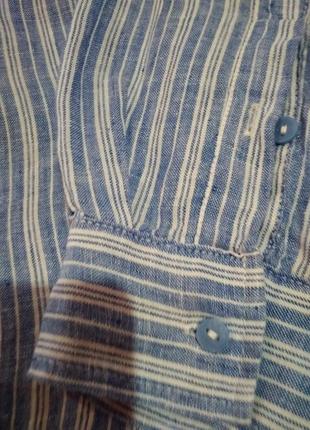 Супер рубашка в полоску лен без дефектов крутая модель,под джинсы супер.8 фото