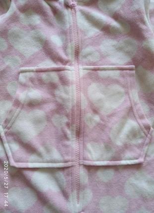 Флисовая пижамка с россыпью сердечек (комбинезон,слип,человечек)2-4г.92/104.peppeters3 фото