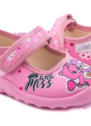 Тапочки на липучках для девочек waldi 360-488/25 розовый 25 размер