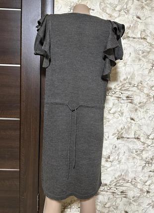 Тоненькое шерстяное платье с альпакой, с воланами, капучино benetton4 фото
