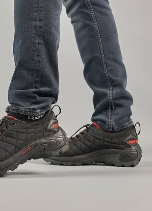 Кроссовки термо зимние merrell ice cap moc 2 gore tex all black red10 фото