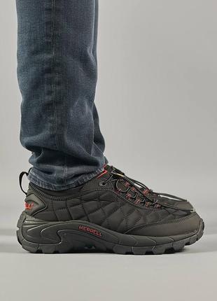 Кроссовки термо зимние merrell ice cap moc 2 gore tex all black red9 фото