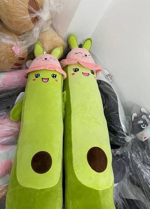 М'яка іграшка довга авокадо 110 см з вушками  подушка обіймашка плюшева антистрес та антигіпоалергенна зелене2 фото