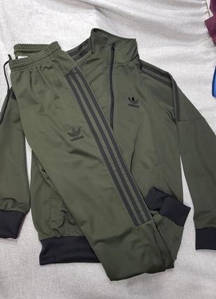 Спортивный костюм nova adidas трикотаж весна лето хаки олимпийка и штаны