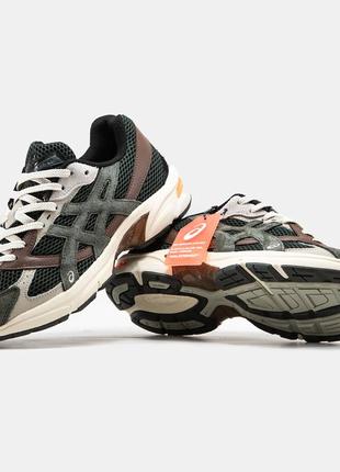 Мужские замшевые кроссовки asics gel-1130 x hal studio green brown grey beige8 фото