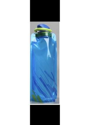 Многоразовая спортивная портативная складная бутылка для воды термостойкая синяя5 фото