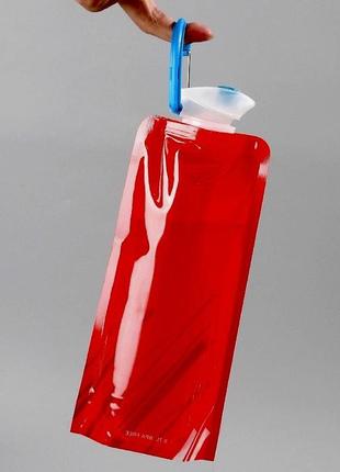 Багаторазова спортивна портативна складана пляшка для води термостійка синя4 фото