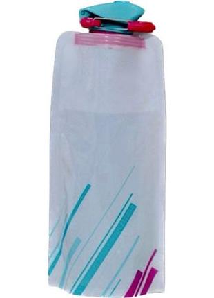 Многоразовая спортивная портативная складная бутылка для воды термостойкая синяя8 фото
