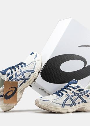 Мужские кожаные кроссовки asics gel-venture 6 blue beige5 фото