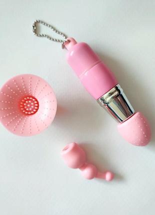 Набор вибратор розовый с насадками бдсм присоски стимулятор карманный мини travel комплект ручной