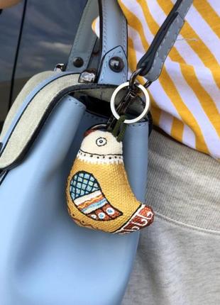 Брелок текстильний ароматизований "горобчик золотий" ручної роботи, handmade фольклорні українські прикраси
