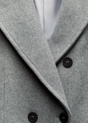 Довге пальто zara з вовною сірого кольору7 фото