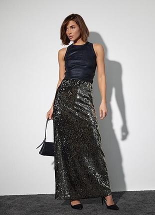 Довга оксамитова спідниця з паєтками
