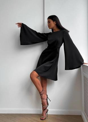 Женское платье клеш шелковое черное короткое шелк армани весеннее осеннее2 фото