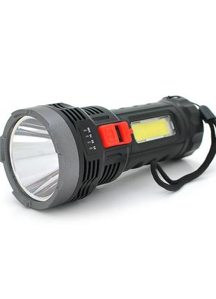 Ліхтарик ручний bk-822, 5w. osl led+cob, пластик, вбудований акум, 150х63х47 . ip40, usb кабель