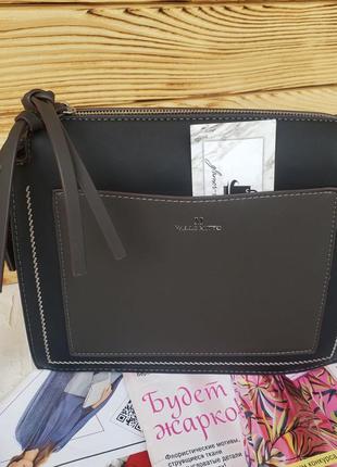 Женская стильная сумка через плечо valle mitto жіноча чёрная коричневая чорна6 фото