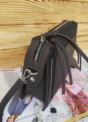 Женская стильная сумка через плечо valle mitto жіноча чёрная коричневая чорна7 фото