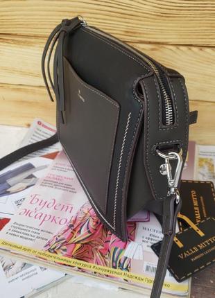 Женская стильная сумка через плечо valle mitto жіноча чёрная коричневая чорна8 фото
