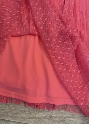 Платье миди, розовое, фатин, шикарное, плиссе7 фото