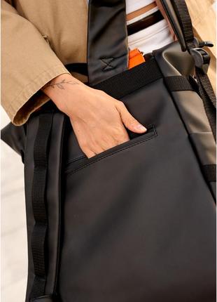 Женский рюкзак sambag rolltop hacking черно-оранжевый4 фото
