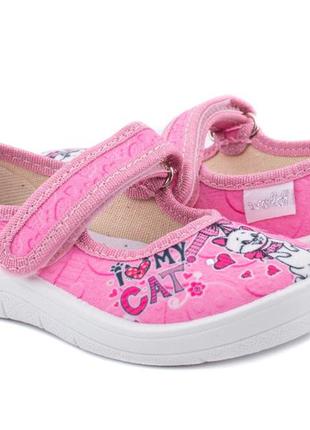 Тапочки на липучках для девочек waldi 360-124/24 розовый 24 размер