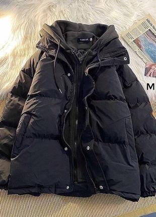 Зимняя куртка на флисе с двойным капюшоном2 фото