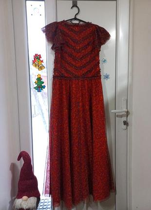 Платье макси в цветочный принт