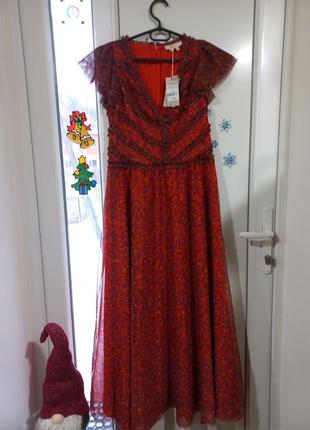 Платье макси в цветочный принт