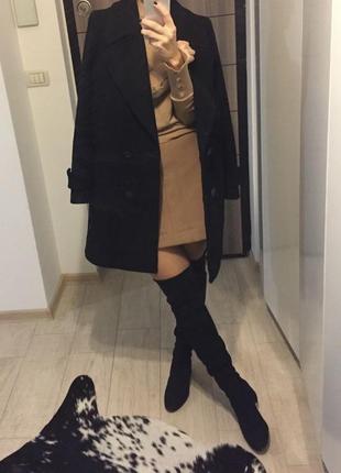 Чорне двохбортне пальто бушлат класичне пальто massimo dutti чёрное шерстяное пальто двубортное пальто5 фото