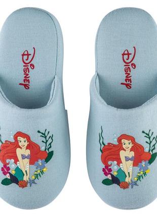 Домашние тапочки с антискользящей подошвой для девочки disney the little mermaid 395059 голубой2 фото